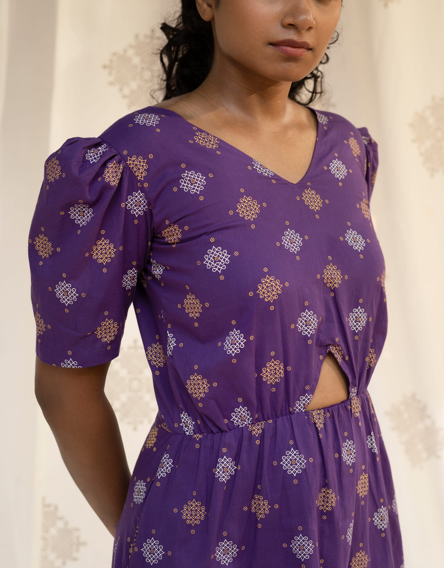 Hueloom Purple Reversible  Cut-out Dress Close up view
