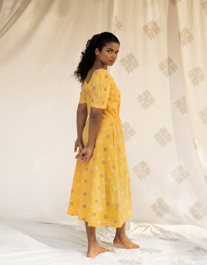 Hueloom Yellow Reversible  Cut-out Dress side view