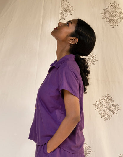 Hueloom Purple solid reversible Shirt side view