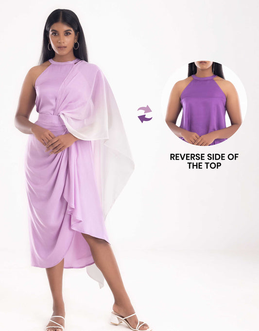 Hueloom lavender Allure convertible capsule with top and skirt front view showing versatile reversible top option.